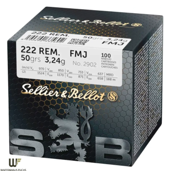 Sellier & Bellot .222 Rem. Vollmantel 3,24g/50grs.