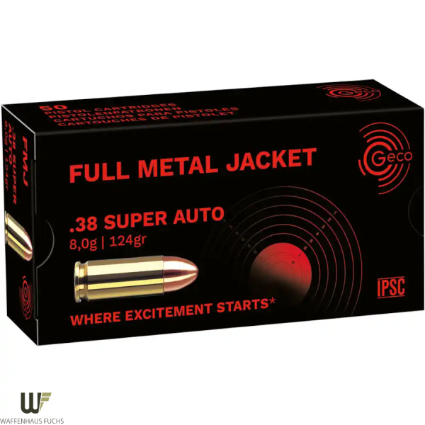 GECO .38 Super Auto Vollmantel-Rundkopf Revolverpatronen online im 